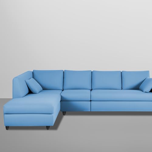 Image of Florian LHS 6 Seater L Shape Sofa Set for Living Room (Turquise Fabric) Premium Fabric Sofa