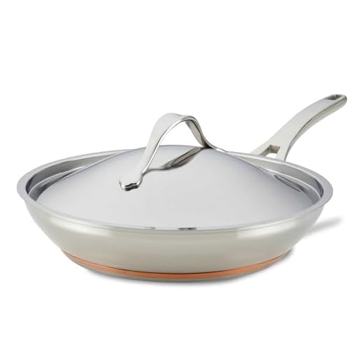 Anolon Nouvelle Stainless Stainless Steel Frying Pan / Fry Pan / Stainless Steel Skillet with Lid - 12 Inch, Silver