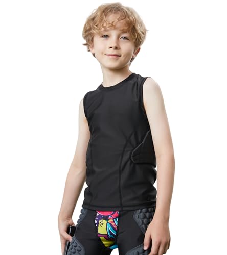 Football Rib Protector Vest for Youth Kids, Lacrosse Padded Comression Shirts for Boys & Girls2