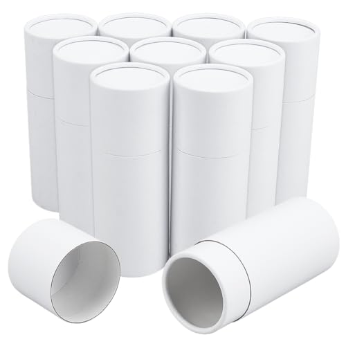 BENECREAT 10PCS Kraft Paperboard Tubes, 100ml Essential Oil Bottle Packaging Box, White Tube Container with Lid for Crafts Project Oil Bottle Jewelry Pencils Gift Packaging