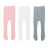 Kaariss 3 Pairs Infant Baby Toddler Girls Tights Toddler Knit Cotton Leggings