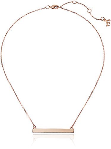 French Connection Rose Gold Rectangle Bar East West on Fine Chain Pendant Necklace, 16