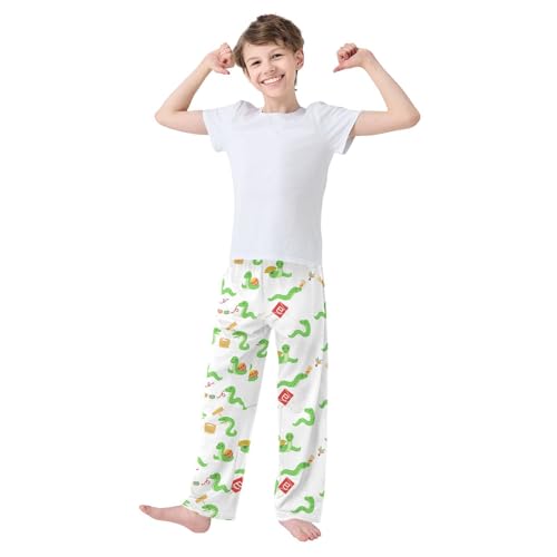 Boys' Pants Green Snake New Year Long Bottoms Jogger Pants Elastic Waist Trousers with Pockets S-XL2