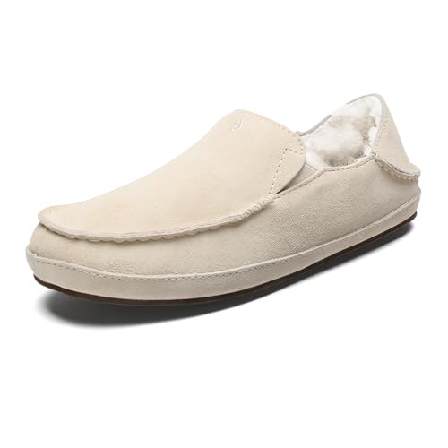 Image of OLUKAI Nohea Slipper, Women's Slip-On Shoes, Genuine Shearling & Premium Nubuck Leather, Drop-In Heel Design, Cozy & Ultra-Soft Comfort Fit