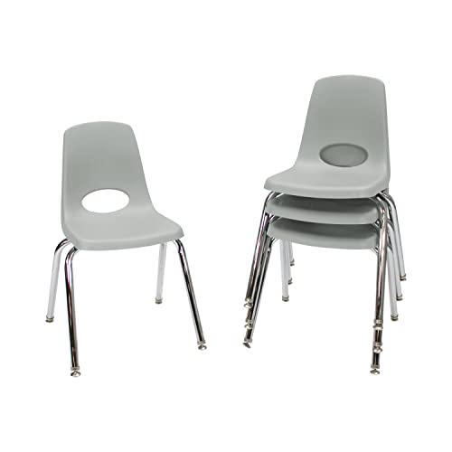 Factory Direct Partners 10383-Lg 16" School Stack Chair, Stacking Student Seat With Chromed Steel Legs And Nylon Swivel Glides For In-Home Learning Or Classroom (4-Pack), Blue #TOP12