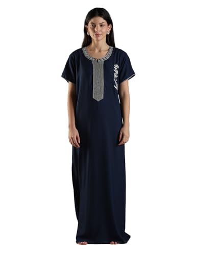 Image of 9shines Label Stylish Alpine Nighty Maxi for Women | Full Length Trendy Nightgown | Premium Nightdress | Nightwear | Heavy Embroidery Nighty with Pockets(2891)