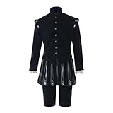 MelangCos Crowley Cosplay Costume Demon Crowley Velvet Jacket Pants Set Evil Halloween Outfit (Black, XL)