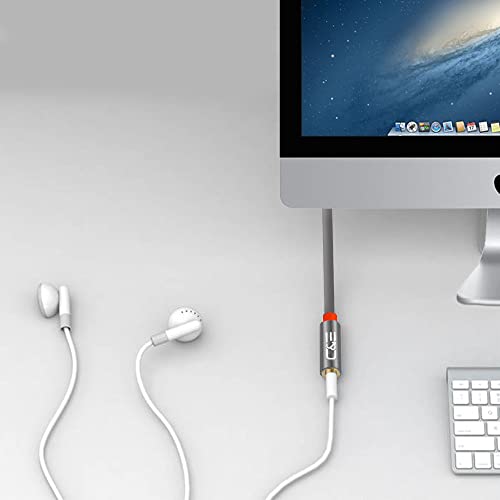 Image of C & E CNE64315 15 ft(4.5 M) 3.5mm Aux Male to Female Extension Stereo Audio Cable Grey (15 Feet /4.5 Meters) Compatible for iPhone, iPad or Smartphones, Tablets, Media Players (2 Pack)