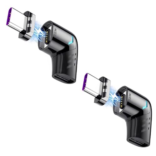 Image of Verilux 2PCS 90 USB C to C OTG Adapter, PD120W, 480Mbps Data Transfer | Right Angle Design, Reduces Cable Bends, for Laptops, Tablets and Smartphones, Zinc Alloy Build, Charging and Data Transfer
