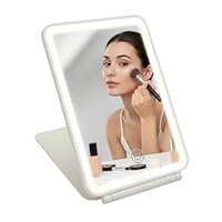 Travel Makeup Mirror with 72 LED Lights – Portable Lighted Vanity Mirror with 3 Color Modes, Dimmable Touchscreen, Folding Tabletop Cosmetic Mirror for Beauty & Skincare