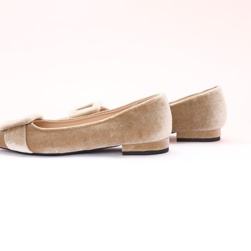 C.Paravano Women's Pointed Toe Flats | Velvet Slip-On Ballet Flats | Comfortable Work & Daily Wear Shoes (Camel,Size 8)3