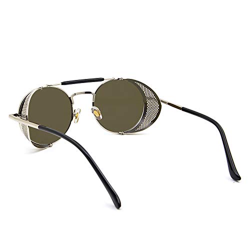 Image of RONSOU Steampunk Style Round Vintage Polarized Sunglasses Retro Eyewear UV400 Protection Matel Frame