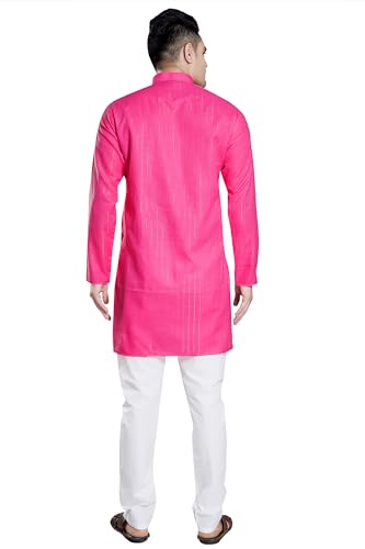 Image of DIVISIVE Men's Self Zari Line Cotton Blend Slim Fit Kurta Pyjama Set