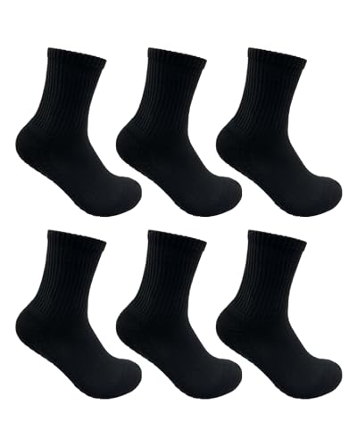 Men Cushion Crew Socks 6 Pairs Ankle Athletic Running Socks Cotton Breathable Sport Wicking Work House Socks 6-12