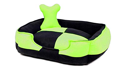 Image of Petslover Ultra Soft Fleece Fabric Polyester Filled Sofa Reversible Dog /Cat Beds, Green & Black (Export Quality) - Medium
