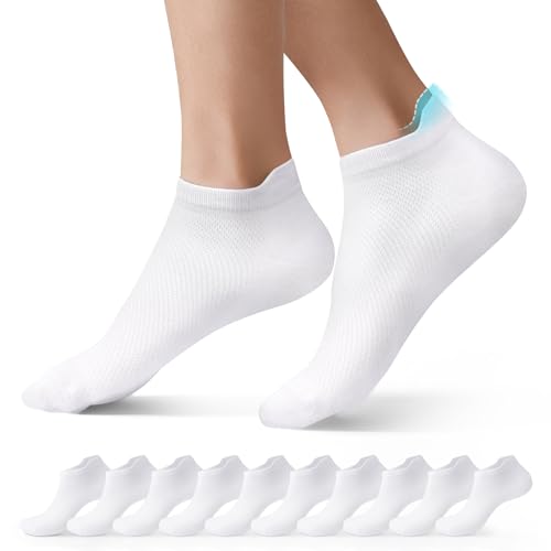 Mowenti 10 Paires de Chaussettes Homme 43-46 Socquettes Femme 39 42 35-38 Sport Courtes Respirantes Coton Chaussette Blanc 39-42