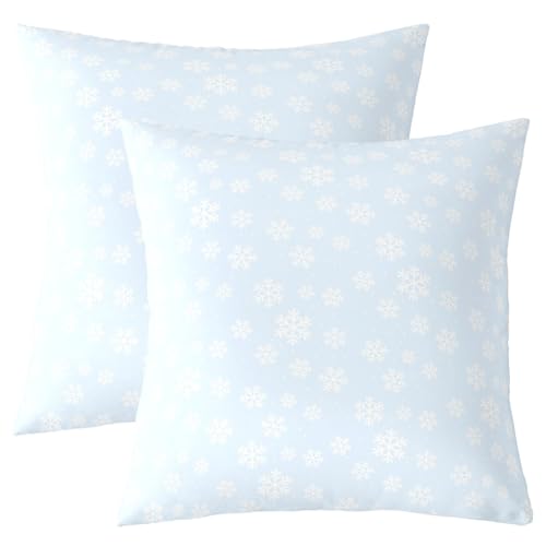 Homemissing Juego de 2 fundas de cojín con diseño de copo de nieve y texto en inglés 'Merry Christmas', color azul, para sofá, funda de cojín para niños y niñas, decoración de dormitorio, 45 x 45 cm