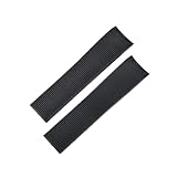 Generico Cinturino in gomma siliconica da 21 mm compatibile con Longines Hydroconquest L3 Conquest Sports, cinturino for orologio subacqueo, nero, blu e verde(Black no buckle)