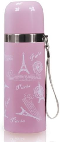 Bullet None Tail Vacuum Cup Stainless Steel Outdoor Portable Glass Eiffel Tower Pink 350ml