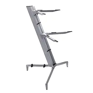 Powerpak KS-80A 1M/40In Two-Tier Aluminum Alloy Portable Column Professional Electronic Keyboard Stand/Piano Stand with Carry Bag | Payload 57kg Each Tier | Silver?