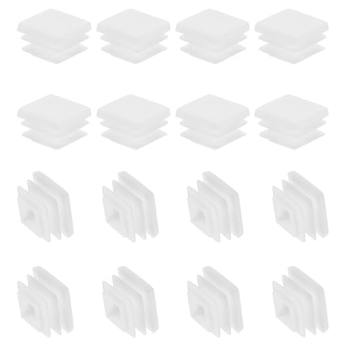 Image of PATIKIL Square Plastic Plug, 16 Pcs 7 /9 Inch /20mm Tubing Insert End Caps Plastic Plug Cap for Square Tubes Chair Legs Furniture Metal Tubing Hardware Plugs Fences, White