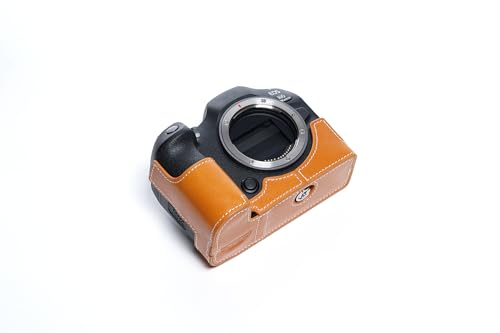Demi-étui cuir Canon EOS R6 III marron évite rayures boîtier - 6