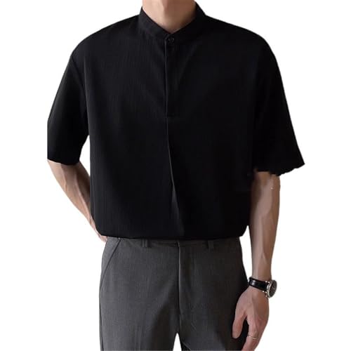 T-shirt homme soie glacée anti-transpiration col mao coupe large