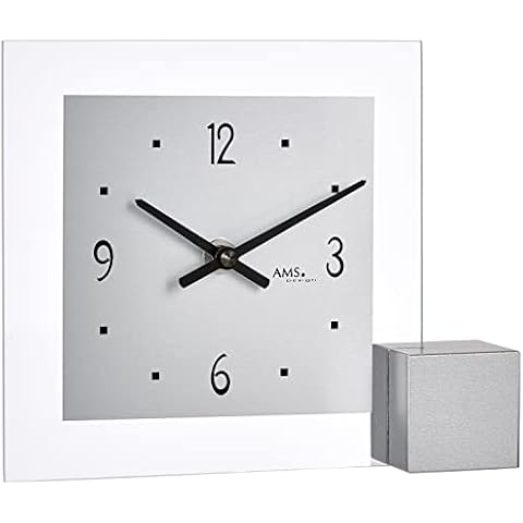 AMS Quarz-Tischuhr, Silber, 19 x 16 x 4 cm Cover