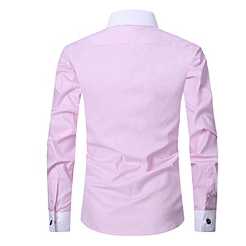 ALSOGO Men's Dress Shirts Long Sleeve Slim Fit Button Down Casual Shirt with Pocket2