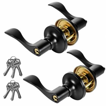 2 Set Door Handle with Lock Security Doors Lock Set Privacy Door Lever