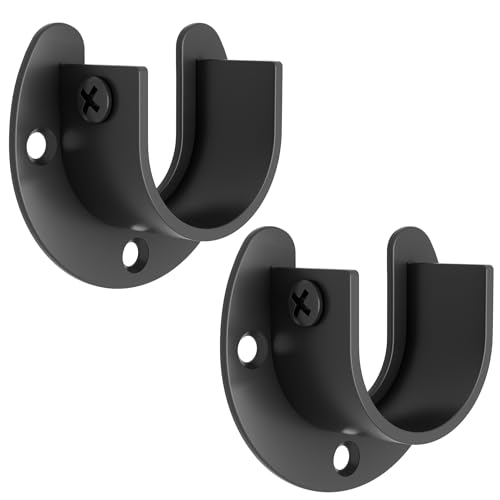 SAYAYO Support Tringle Rideaux Support Barre Penderie en Acier Inoxydable, Réglable Fixation Attache Tringle Rideau Dressing pour Tige de 25 à 28MM de...