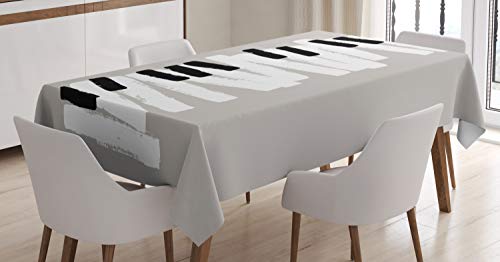 Lunarable Piano Tablecloth, Doodle Style Keyboard Pattern Abstract Contemporary Design