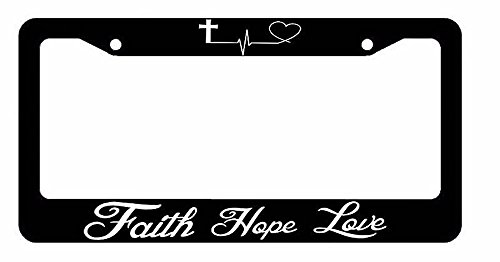 OwnTheAvenue Faith Hope Love Symbol Heart Cross Christian Jesus Christ License Plate Frame