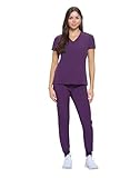 Natural Uniforms Womens Essential Cool Stretch Jogger Scrub Set (Eggplant, Small-Petite)