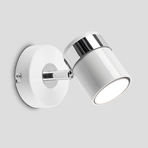 MiniSun Modern Gloss White & Silver Chrome Single Wall Spotlight Fitting