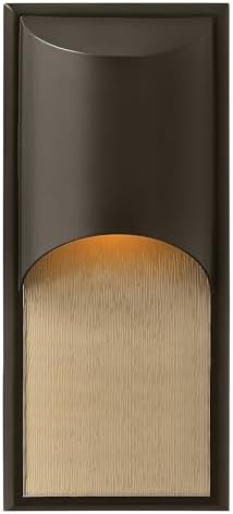 Hinkley Cascade Medium Wall Mount Outdoor Lantern, Aluminum, Amber Etched Organic Rain Glass, Modern, Dark Sky Compliant, Bronze Finish