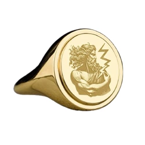 Chevalière Zeus en argent 925 plaqué or au design ovale prestigieux