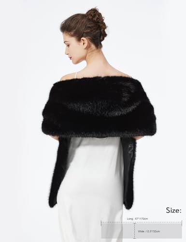 Women Faux fur Shawl Wrap for Wedding Shrug Bridal Stole Bridesmaids Cape Winter Cover Up3