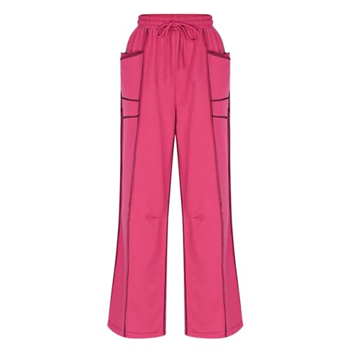 Women's Barrel Leg Sweatpants, Wide Leg Lounge Pants with Drawstring Waist and Pockets, Comfortable Casual Trousers4