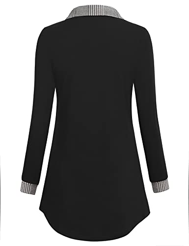 Bebonnie Womens Long Sleeve Casual Lapel V Neck Pullover Tunic Blouse Tops with Buttons3