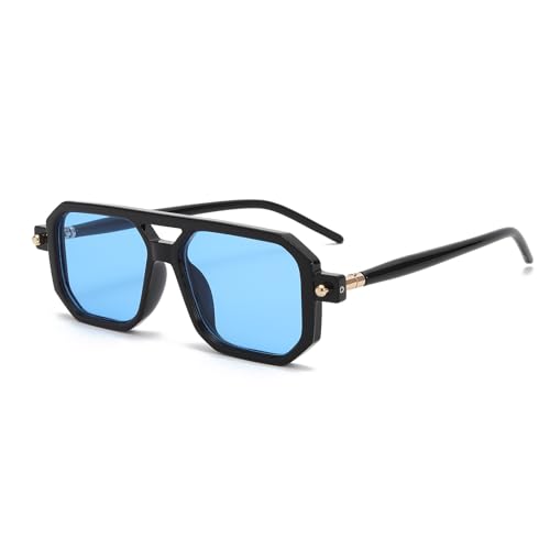 YAMEIZE Retro 70s Doble Puente Rectángulo   Gafas de Sol para Mujer Hombre Piloto Clásicas Cuadradas Vintage Gafas de Conducir Outdoor