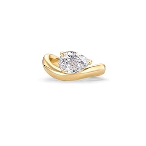 PAVOI 14K Gold Plated Premium Cubic Zirconia Square Solitaire Engagement Ring for Women | Unique Wavy Band Promise Ring | Fake Wedding Ring