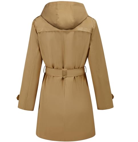Gabardina impermeable para mujer con doble botonadura y capucha FARVALUE 3