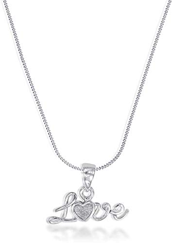 Sterling Silver Love Word Pendant with Chain for Women