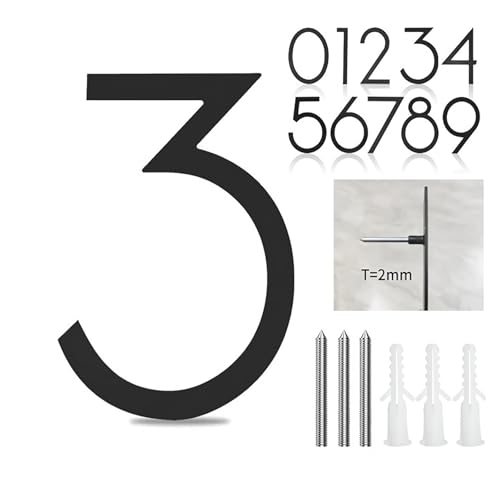 Chiffres porte modernes en métal inoxydable 30 cm, numéros maison 12 pouces, plaque d'adresse noire avec vis, pour décoration d'appartement, mur, rue, jardin, café, chambre d'hôtel.(2) – vue 8