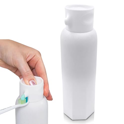 CANOVA Toothpaste Dispenser - No-Waste Countertop Dispenser for Kids & Adults - Vacuum Valve Fits Most Standard Tubes up to 230g Dishwasher-Safe Silicone Cap - Modern Aesthetic Stone Design