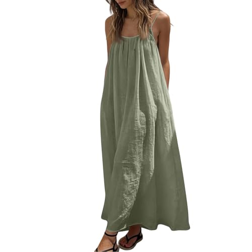 Image of HTHLVMD Backless Cami Dress Summer Dresses for Women 2026 Spaghetti Strap Dresses Womens Solid Color Backless Cami Dress