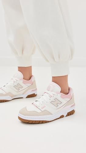 New Balance Women's 550 Sneakers, Sea Salt, Pink, Off White, 8.5 Medium US3