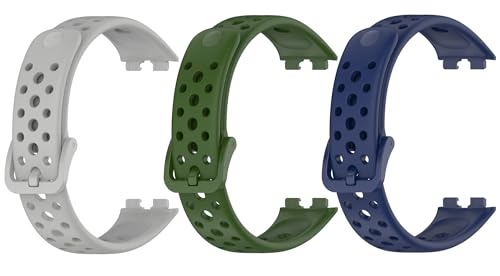 [SHEAWA] for Huawei Band 10/9/8 �o���h �x���g 3�_�Z�b�g �V���R�� �����o���h �ʋC���ɗD�� �����x���g �A�N�Z�T���[ (���C�g�O���[�{�A�[�~�[�O���[���{�~�b�h�i�C�g�u���[)