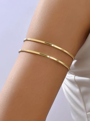 Minimalist Arm Cuff Bracelet Layered Armband Elegant Cuff Bangle Round Bracelet Stackable Geometric Jewelry for Women Men2